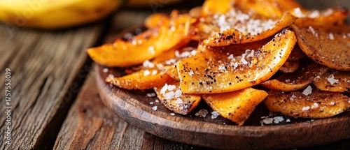 Roasted pumpkin slices with salt and pepper seasoning