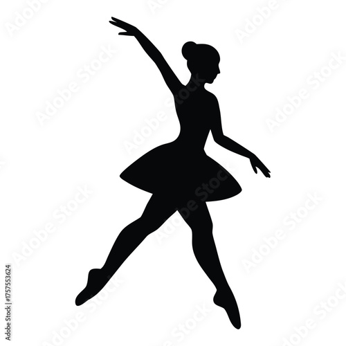 Graceful Ballerina Silhouette in Mid-Leap Vector illustrator.