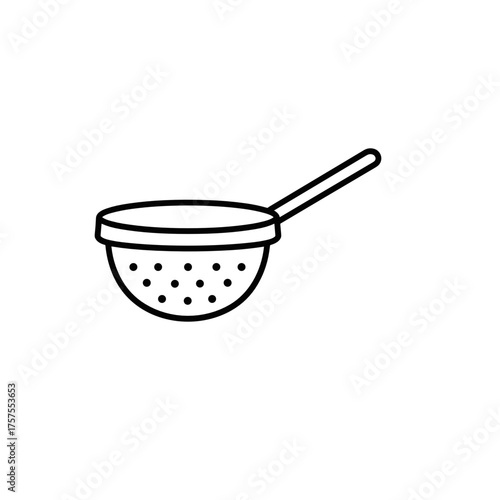 Kitchen sieve with handle for straining liquids and separating solids  