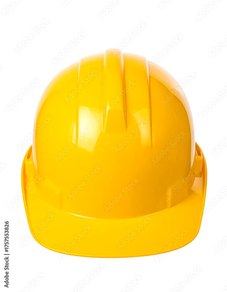 Fototapeta premium Bright yellow protective headgear against a clean white background