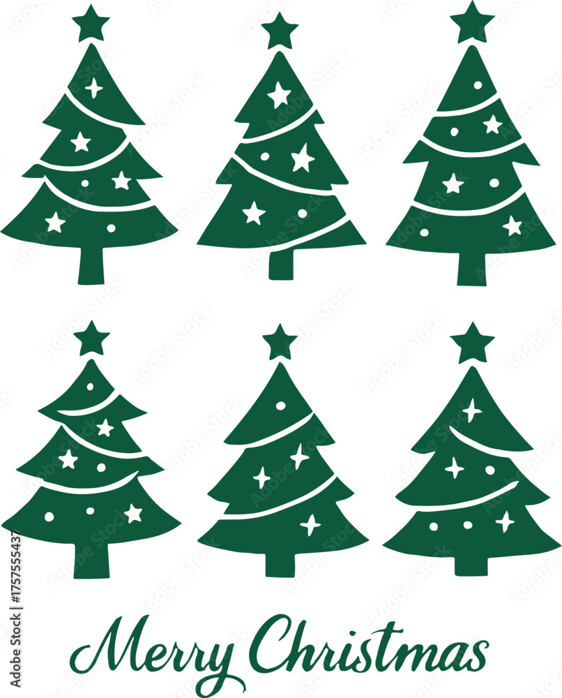 Obraz premium Elegant Christmas Tree Silhouette Vector – Festive Holiday Design for Prints and Graphics