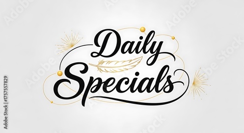 Daily specials text with decorative elements and golden sparkles
