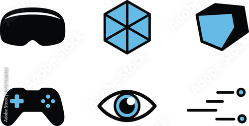 Modern technology and virtual reality icons representing futuristic experience