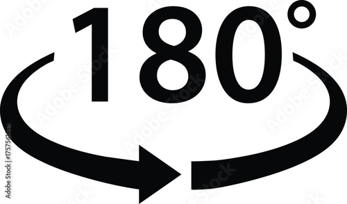180 Degree Rotation or View Icon - Angle, Turn, Panorama, and Change Concept Vector