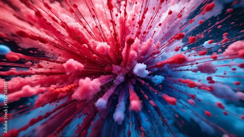 Abstract colorful fractal flower design texture with light explosion and purple space star pattern