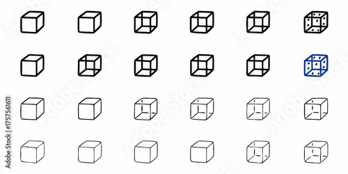 Geometric Playfulness: A Collection of Hand-Drawn Cubes and Dice for Engaging Designs, Perfect for Educational Resources or Creative Projects, Offering a Unique Touch of Whimsy