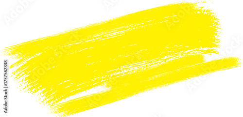 Bright yellow marker stroke with visible texture and white background for graphic design and art projects