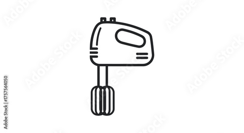 Simple Line Art Illustration of a Hand Mixer for Cooking and Baking.