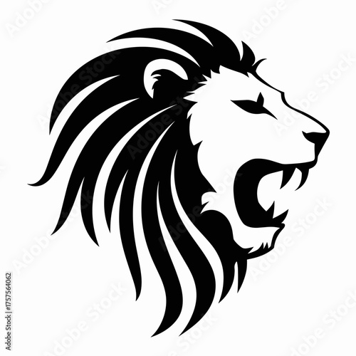 Lion head silhouette with concentric mane – Great for strength concepts, royalty branding, or bold graphic design