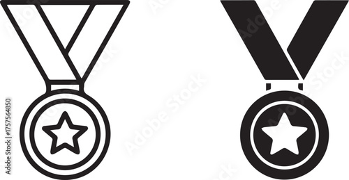 medal and ribbon icon set vector ai eps jpeg png outline and filled star badge for awards