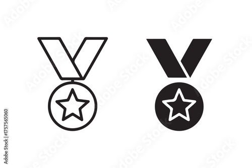 award ribbon medal vector icons ai eps jpeg png star badge outline and solid set