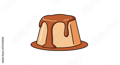 Delicious Cartoon Flan Dessert with Sweet Caramel Sauce.