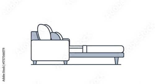 Minimalist Line Art Chaise Lounge Sofa Illustration.