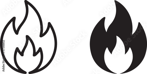 fire flame icon set outline and solid vector ai eps jpeg png minimal flat design for logos and ui
