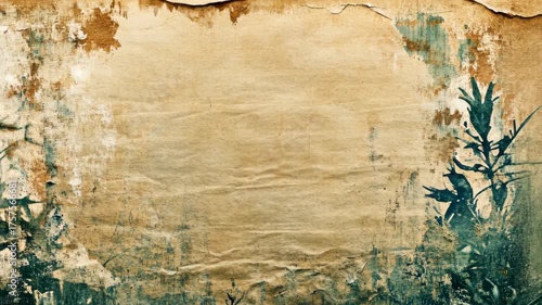 Gen Alpha Turbo M showing distressed paper texture with abstract blue plant silhouette background for graphic design
