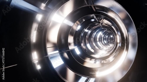 Futuristic Metal Tunnel with Circular Patterns