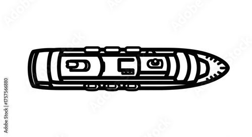 Top-Down View of a Stylized Cruise Ship Illustration.