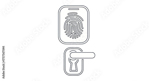 Fingerprint Door Lock Outline with Handle.