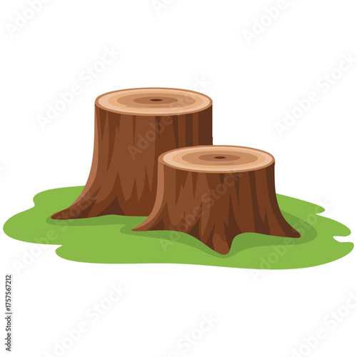  Tree stump log cut wood piece nature forest vector illustration isolated