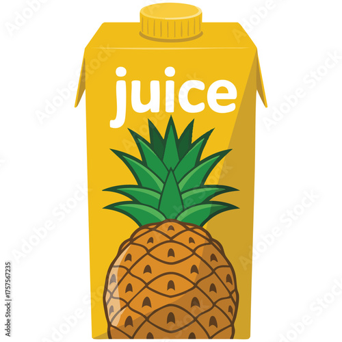  Cardboard box container of fresh pineapple juice drink vector
