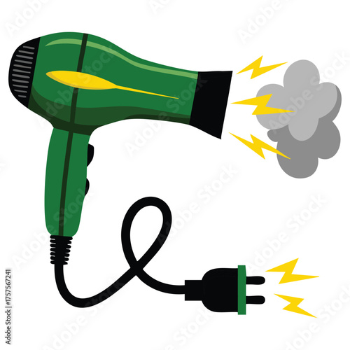  Broken hair dryer smoking and damaged from electrical overload