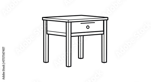 Simple Wooden Nightstand with Single Drawer and Legs.