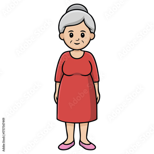  Elderly senior woman with grey hair standing and smiling