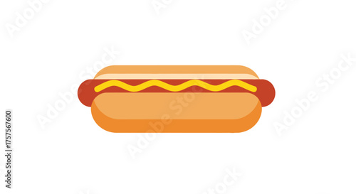 Delicious Cartoon Hot Dog with Mustard on a Bun.