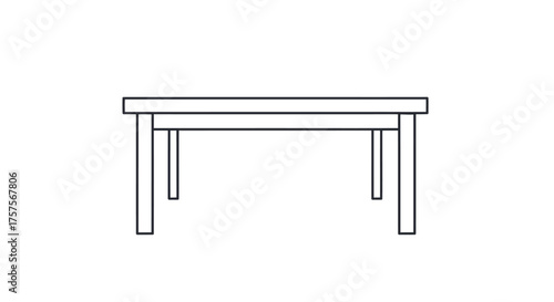 Minimalist Line Art Drawing of a Rectangular Table.