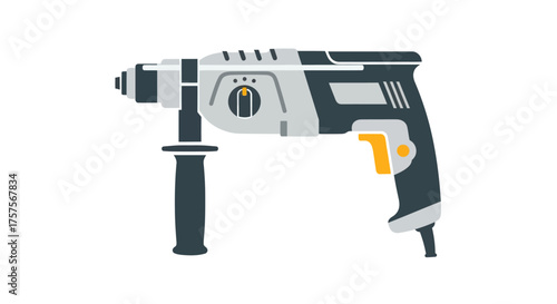 Professional Rotary Hammer Drill with Auxiliary Handle and Variable Speed Control.