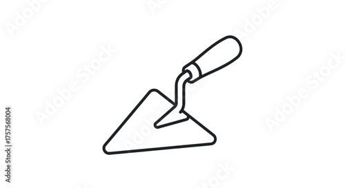 Simple Line Art Illustration of a Trowel Tool for Construction and Masonry Work.
