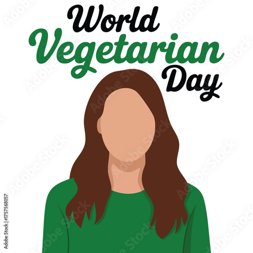  Woman celebrating world vegetarian day with raised hands