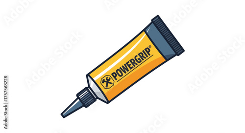 Yellow Powergrip Adhesive Tube with Black Nozzle.