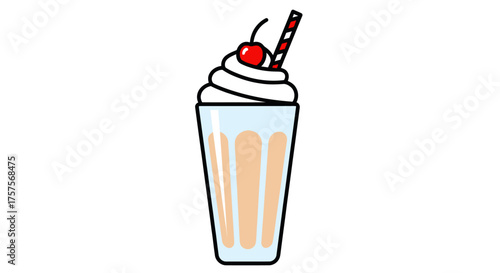 Delicious Milkshake with Whipped Cream and Cherry Topping.