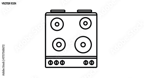 Simple Line Art Illustration of a Four-Burner Electric Stove Top.