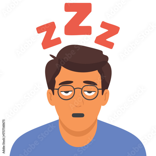  Tired man yawning with his mouth wide open cartoon