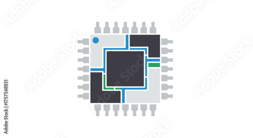 Vector Illustration of a Modern Computer Processor Chip.