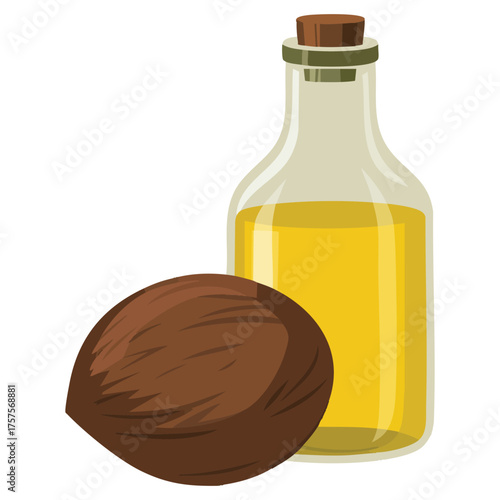  Fresh coconut halves with jar of curative coconut oil