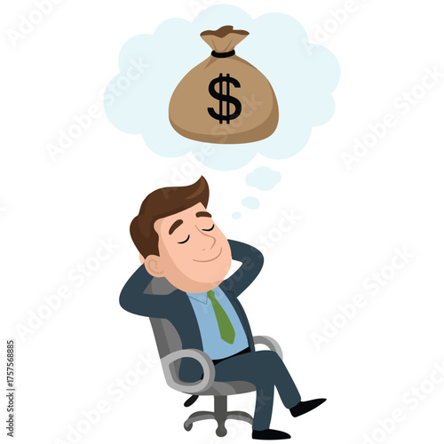  Businessman dreaming and fantasizing about making money