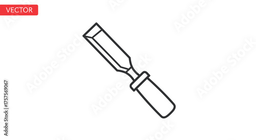Outline Wood Chisel Hand Tool Vector Icon.