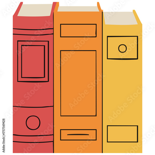  Vector hand drawn flat design book spine illustration