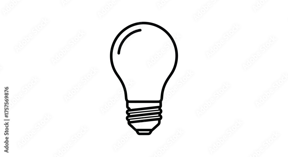Obraz premium Outlined Simple Light Bulb Icon for Ideas and Concepts.