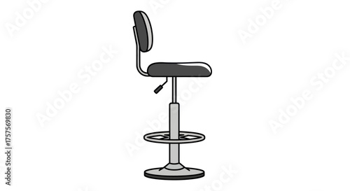 Adjustable Height Bar Stool with Backrest Side View.