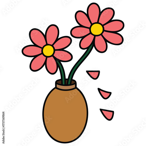  Vector wilted dried flower in a vase isolated