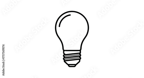 Outlined Simple Light Bulb Icon for Ideas and Concepts.