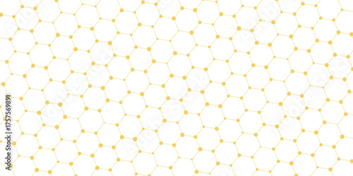 Watercolor orange and yellow geometrical honey comb pattern.