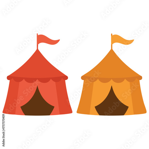  Cartoon medieval tents on a white background vector