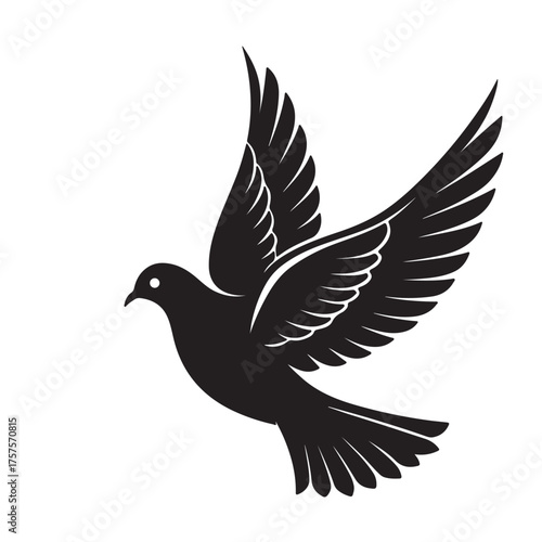 Flying Dove Silhouette Symbol of Peace and Freedom