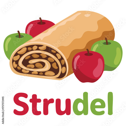 Apple strudel European dessert pastry