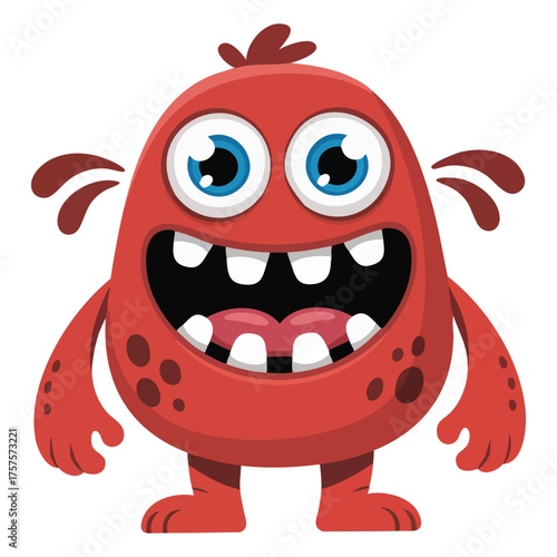 Green slimy monster with big teeth and open mouth